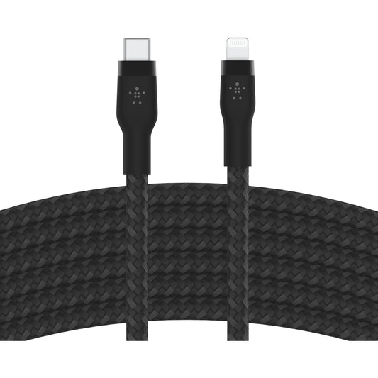 كابل بلكين من السيليكون المجدول من لايتنينج إلى USB-C بطول 3 أمتار - أسود