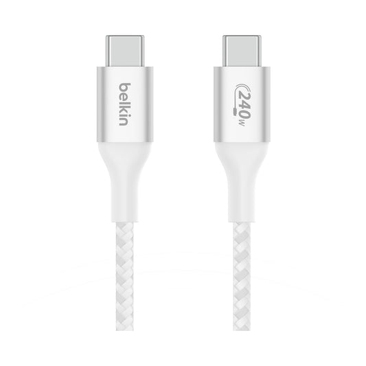 Belkin 240W Braided USB-C to USB-C Cable, 2m - White