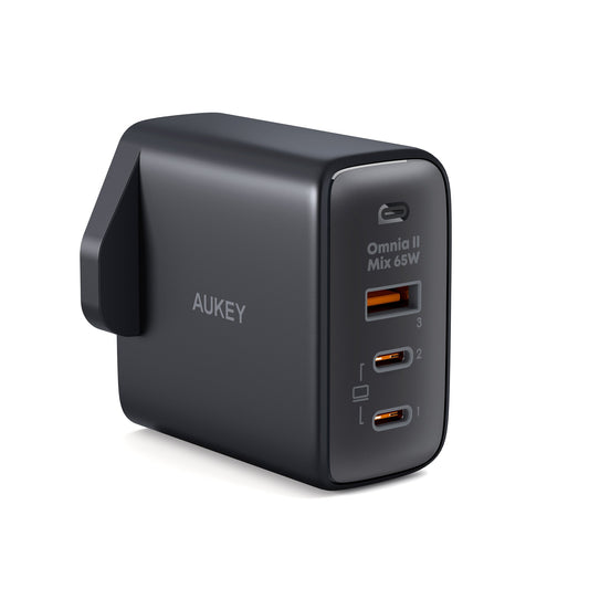 Aukey Omnia II 65W PD and Super Fast Wall Charger with GaN Power Technology PA-B6T (Black)