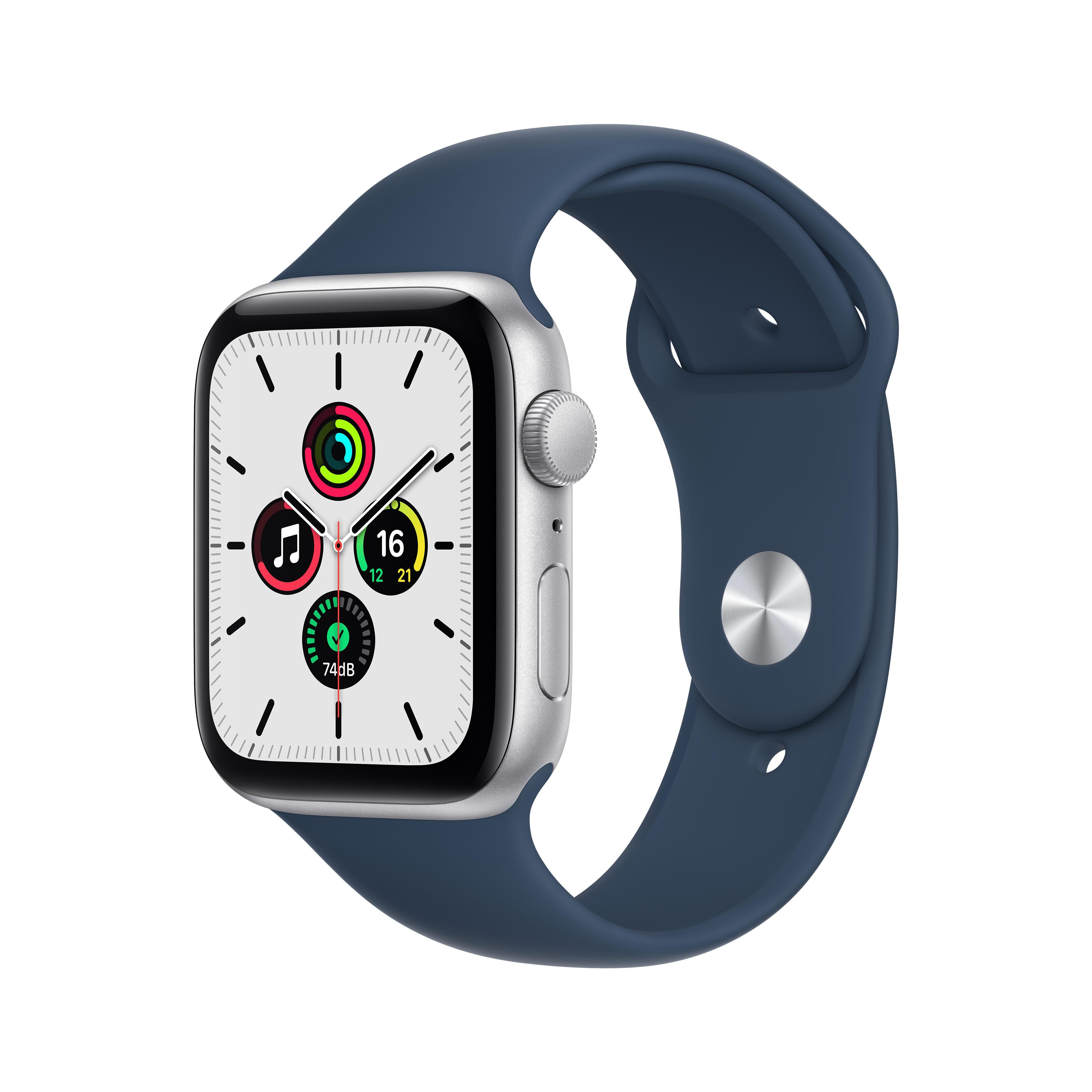 Apple Watch SE GPS, 44mm Silver Aluminum Case with Abyss Blue