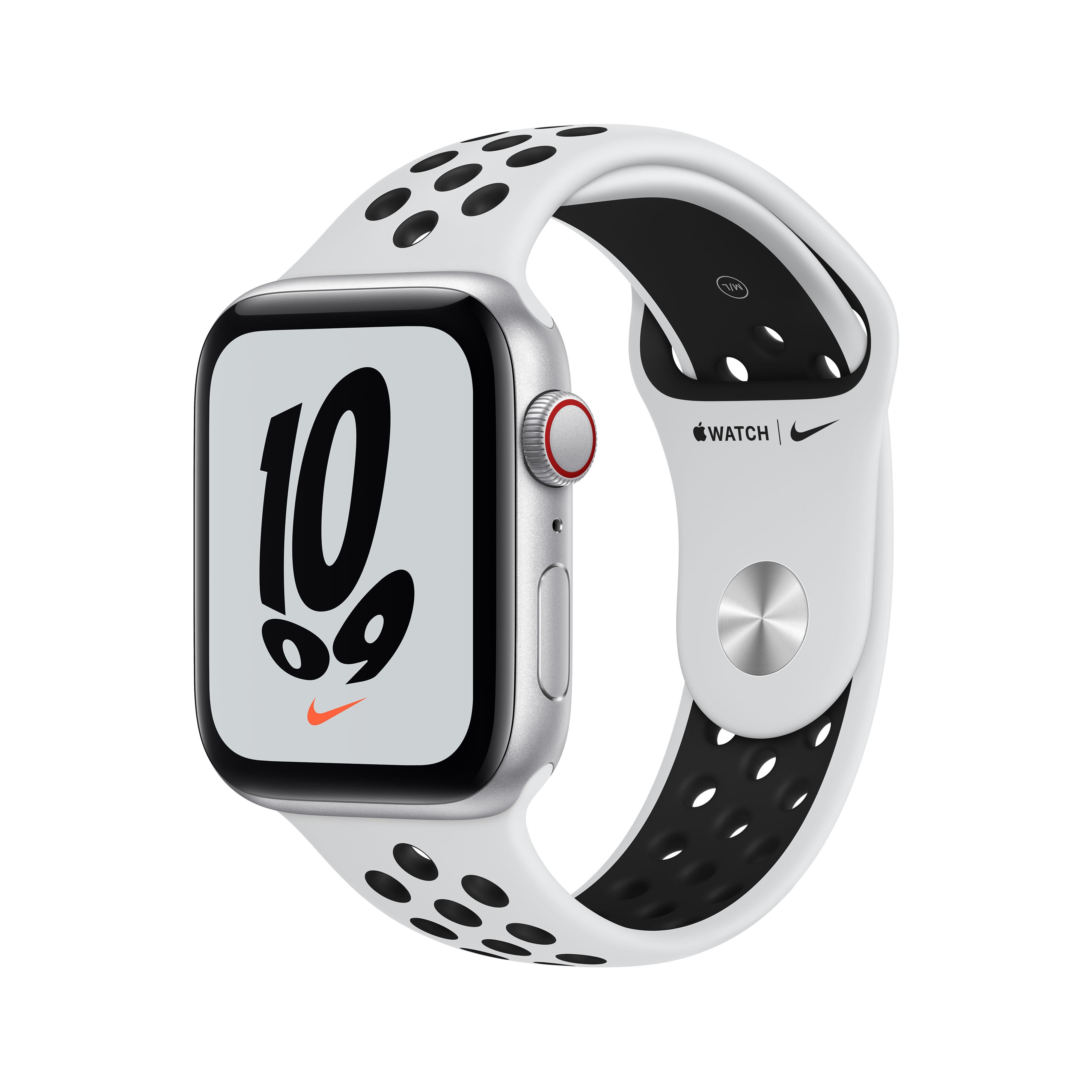 Apple Watch Nike SE GPS Cellular, 44mm Silver Aluminum Case with