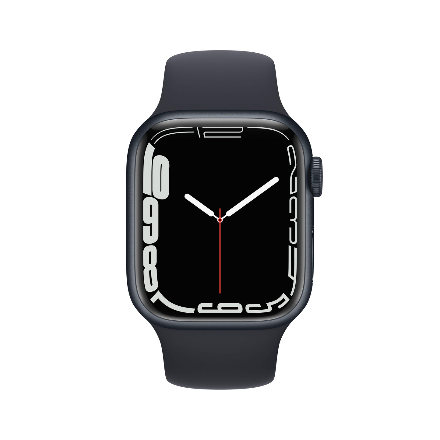 ساعة Apple Watch Series 7 GPS، 41 مم، إطار من الألمنيوم الليلي مع Loop رياضي لون الليل