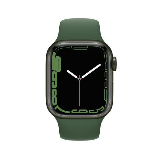 Apple Watch Series 7 GPS + Cellular, 41mm Green Aluminium Case with Clover Sport Band - Regular