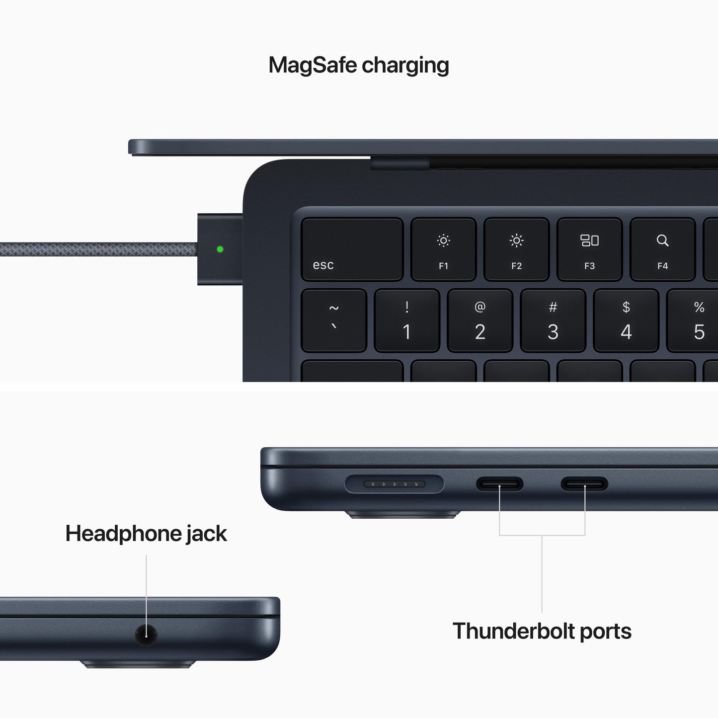13 انش MacBook Air: شريحة Apple M2 مع وحدة المعالجة المركزية 8 نوى ووحدة معالجة الرسومات 10 نوى، 512 جيجابايت SSD - ميدنايت