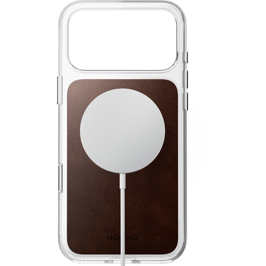 Nomad Clear Leather Case for iPhone 18 Pro Max - Rustic Brown