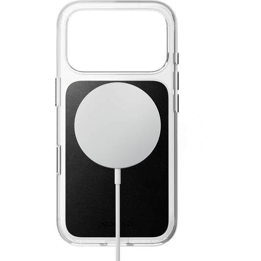 Nomad Clear Leather Case for iPhone 18 Pro - Black Horween