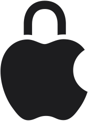 Apple logo as a lock to depict built-in privacy and security being synonymous with Apple