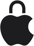 Apple logo as a lock to depict built-in privacy and security being synonymous with Apple