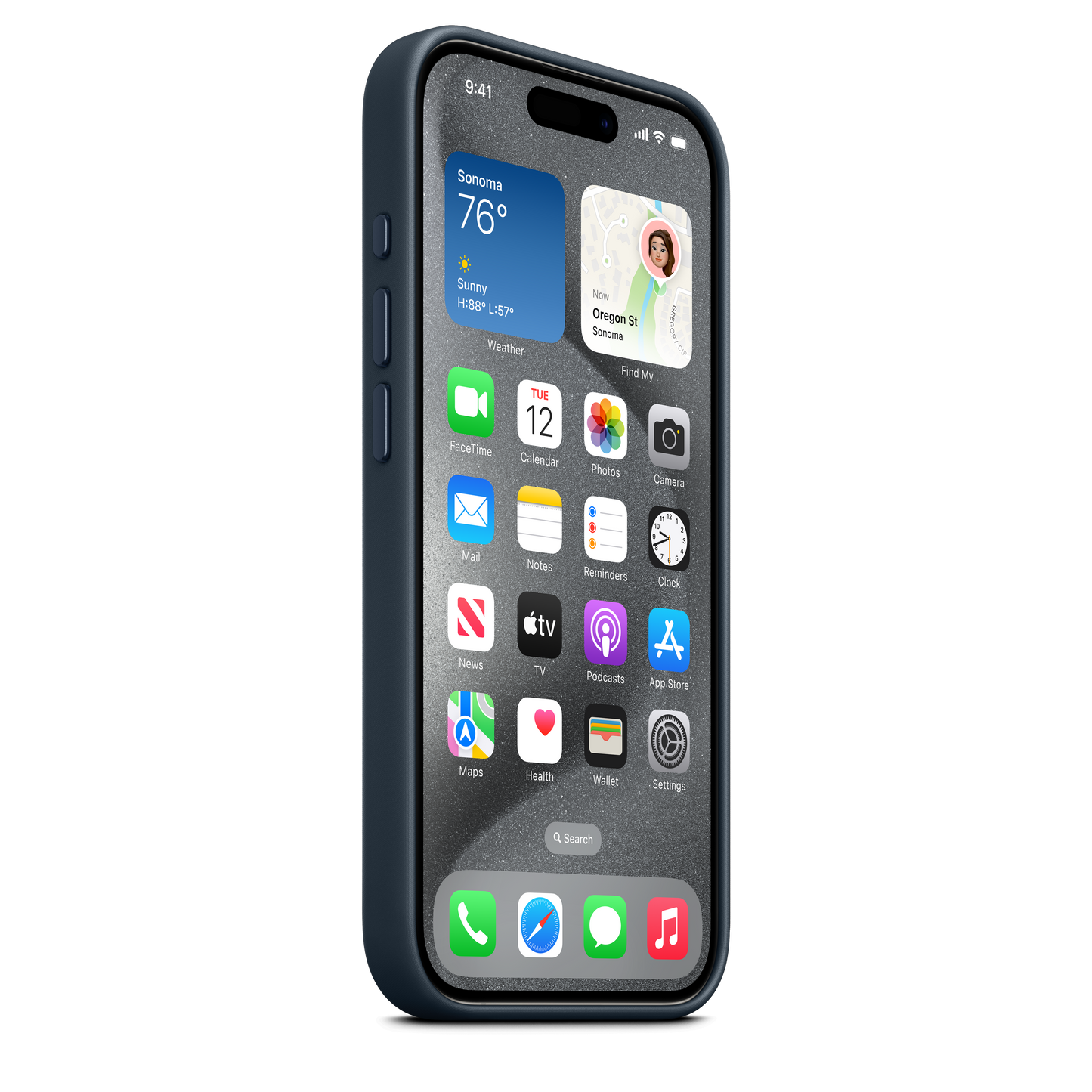 حافظة iPhone 15 Pro من نسيج محبوك مع MagSafe - لون Pacific Blue