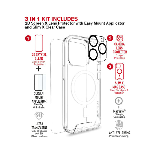 Baykron 3 in 1 Package Case+Screen+Camera lens for iPhone 15 Pro Max