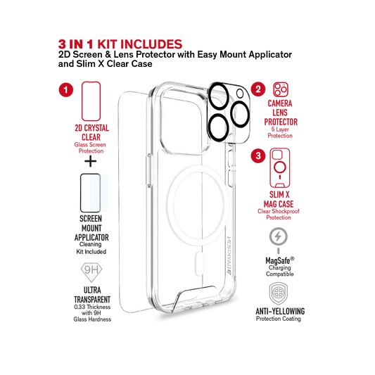 Baykron 3 in 1 Package Case+Screen+Camera lens Magsafe for iPhone 15 Pro Max