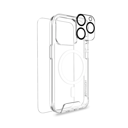 Baykron 3 in 1 Package Case+Screen+Camera lens Magsafe for iPhone 15 Pro Max