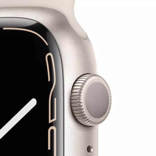 ساعة Apple Watch Nike Series 7 GPS، 41 مم، إطار ألمنيوم ستارلايت مع Loop Nike سبورت بلاتينيوم/أسود