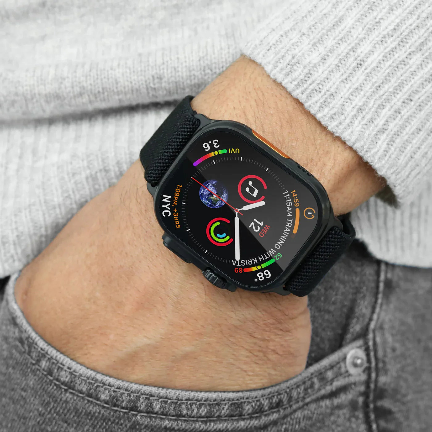 Vonmahlen Classic Nylon Loop One Size All Black (For Apple Watch 44 | 45 | 46 | 49Mm)