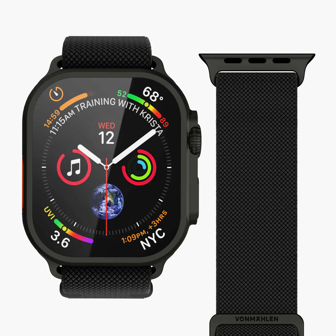 Vonmahlen Classic Nylon Loop One Size All Black (For Apple Watch 44 | 45 | 46 | 49Mm)