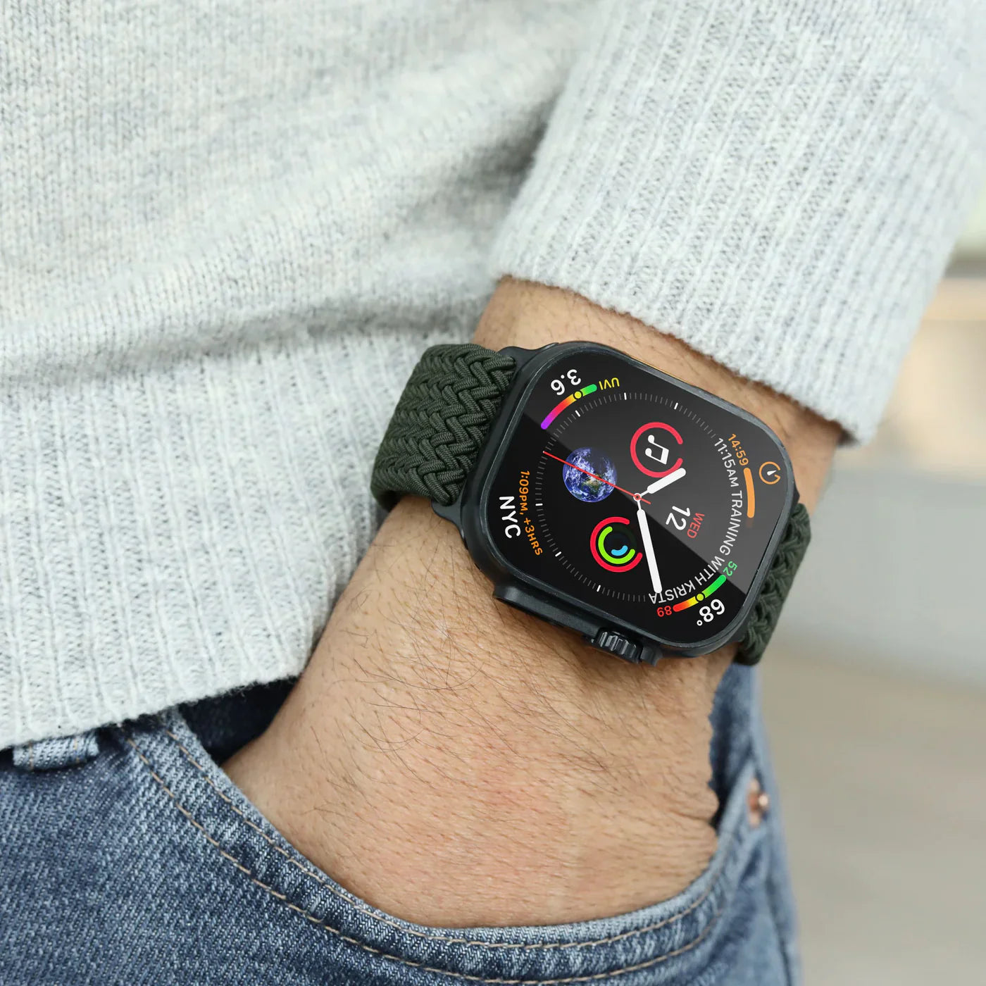 Vonmahlen Woven Loop One Size Olive Black ( For Apple Watch 44 | 45 | 46 | 49Mm)