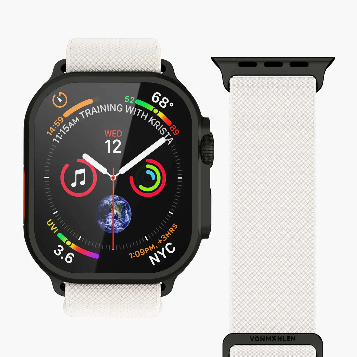 Vonmahlen Classic Nylon Loop One Size Cream Black (For Apple Watch 44 | 45 | 46 | 49Mm)