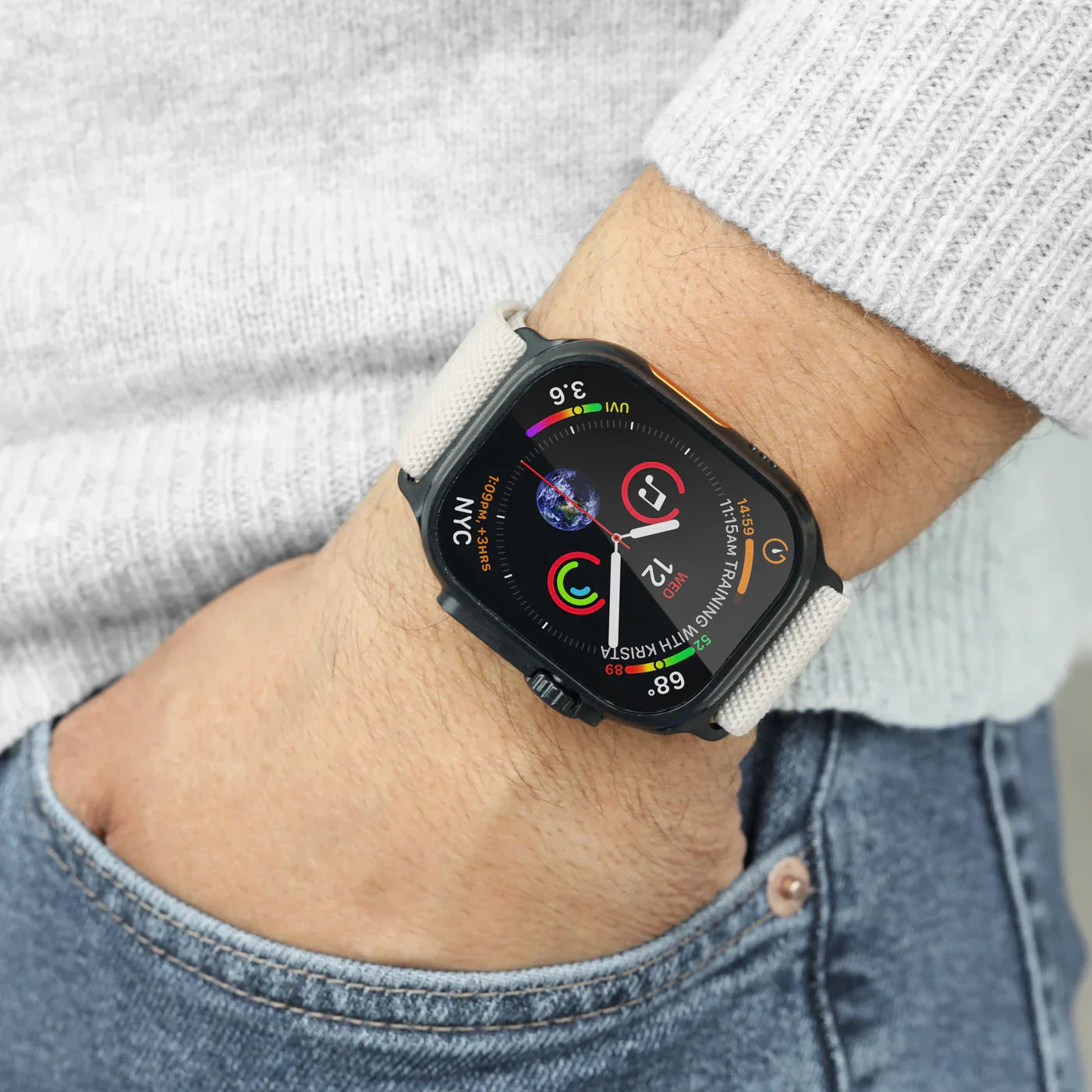 Vonmahlen Classic Nylon Loop One Size Cream Black (For Apple Watch 44 | 45 | 46 | 49Mm)