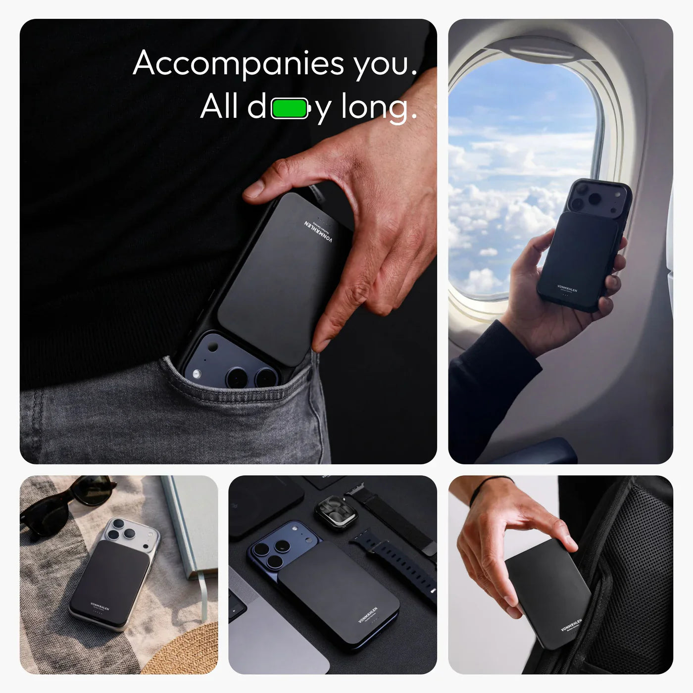 Vonmahlen Evergreen Mag Power Bank Ultra Slim 5000 Mah Black