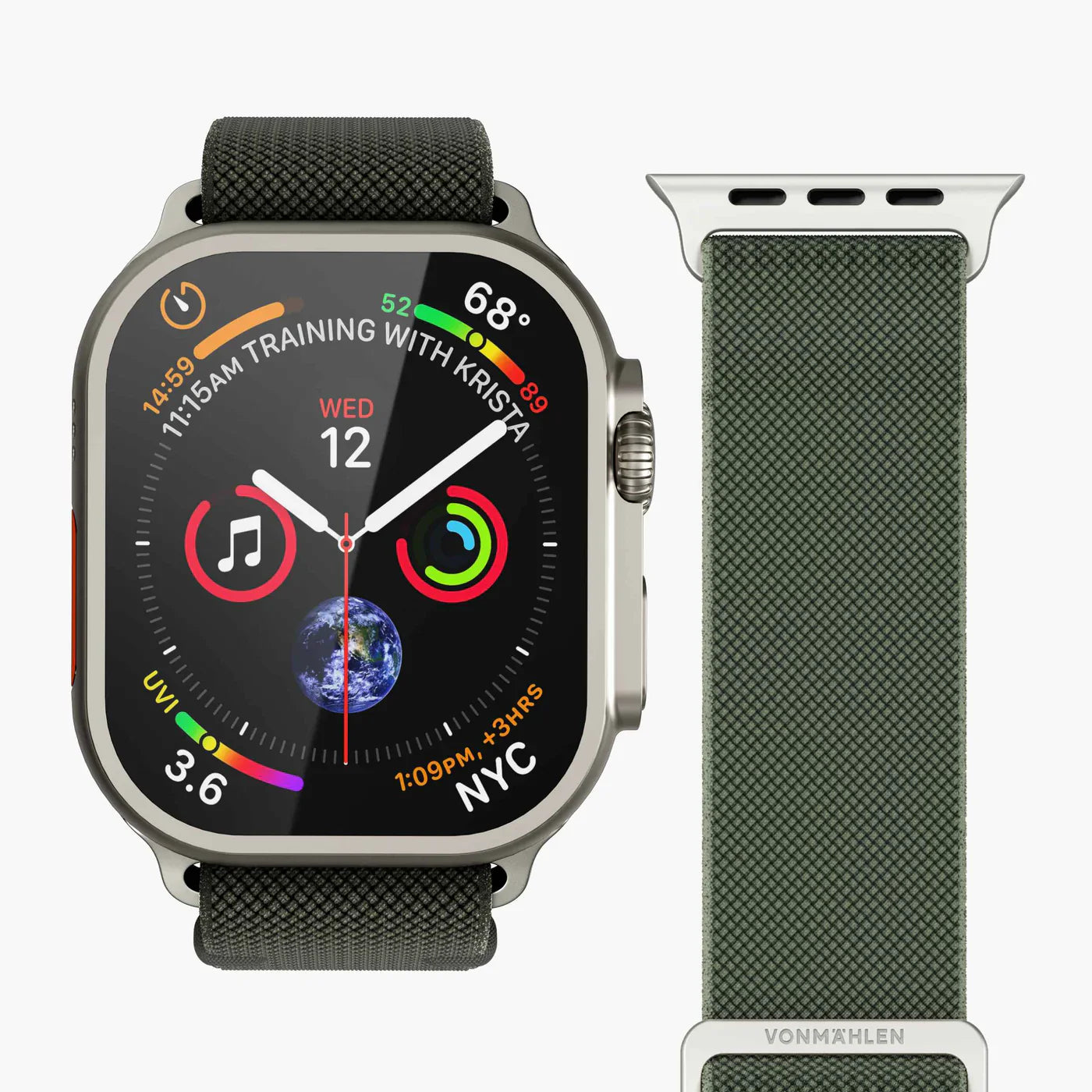 Vonmahlen Classic Nylon Loop One Size Olive (For Apple Watch 42 | 44 | 45 | 49Mm)