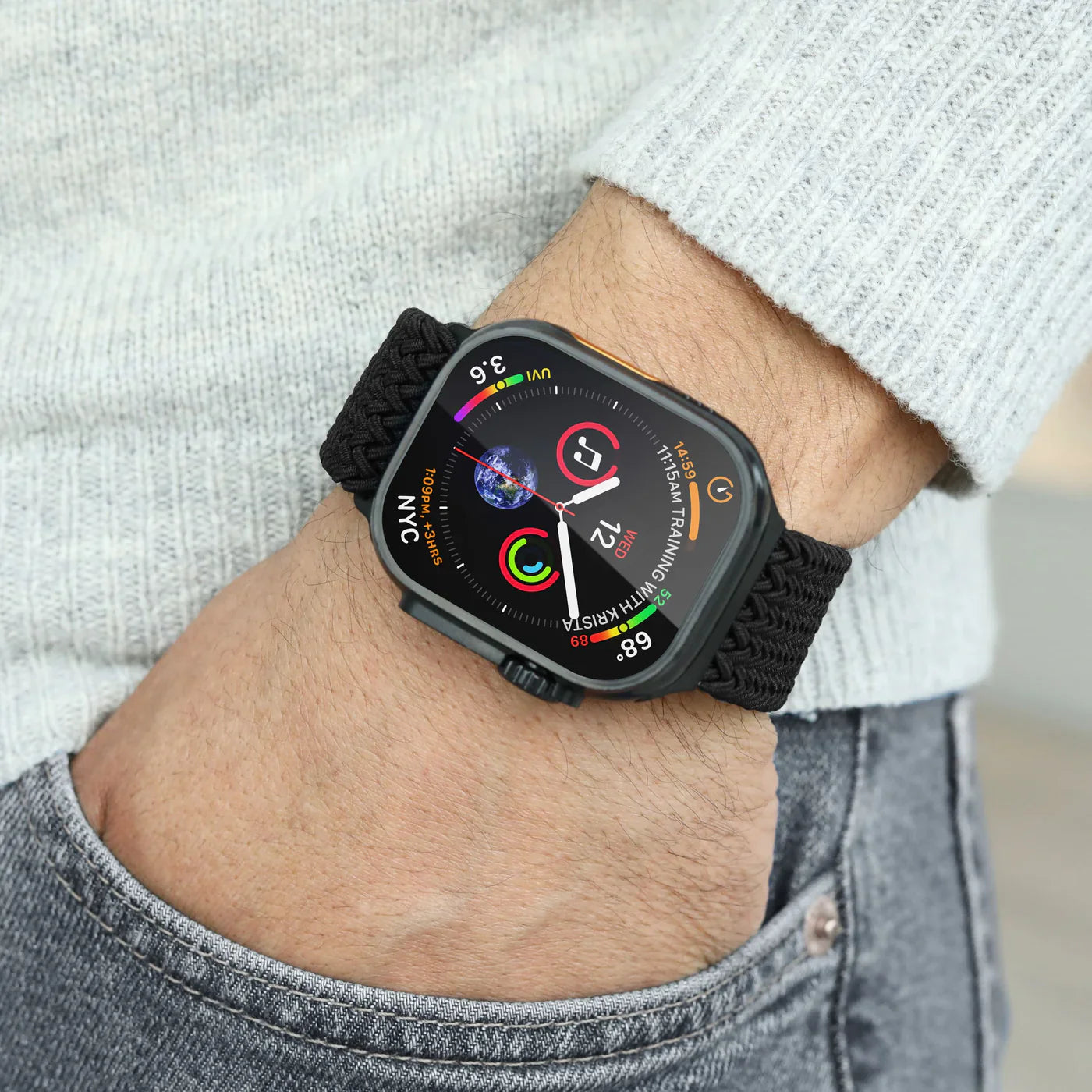 Vonmahlen Woven Loop One Size All Black (For Apple Watch 44 | 45 | 46 | 49Mm)