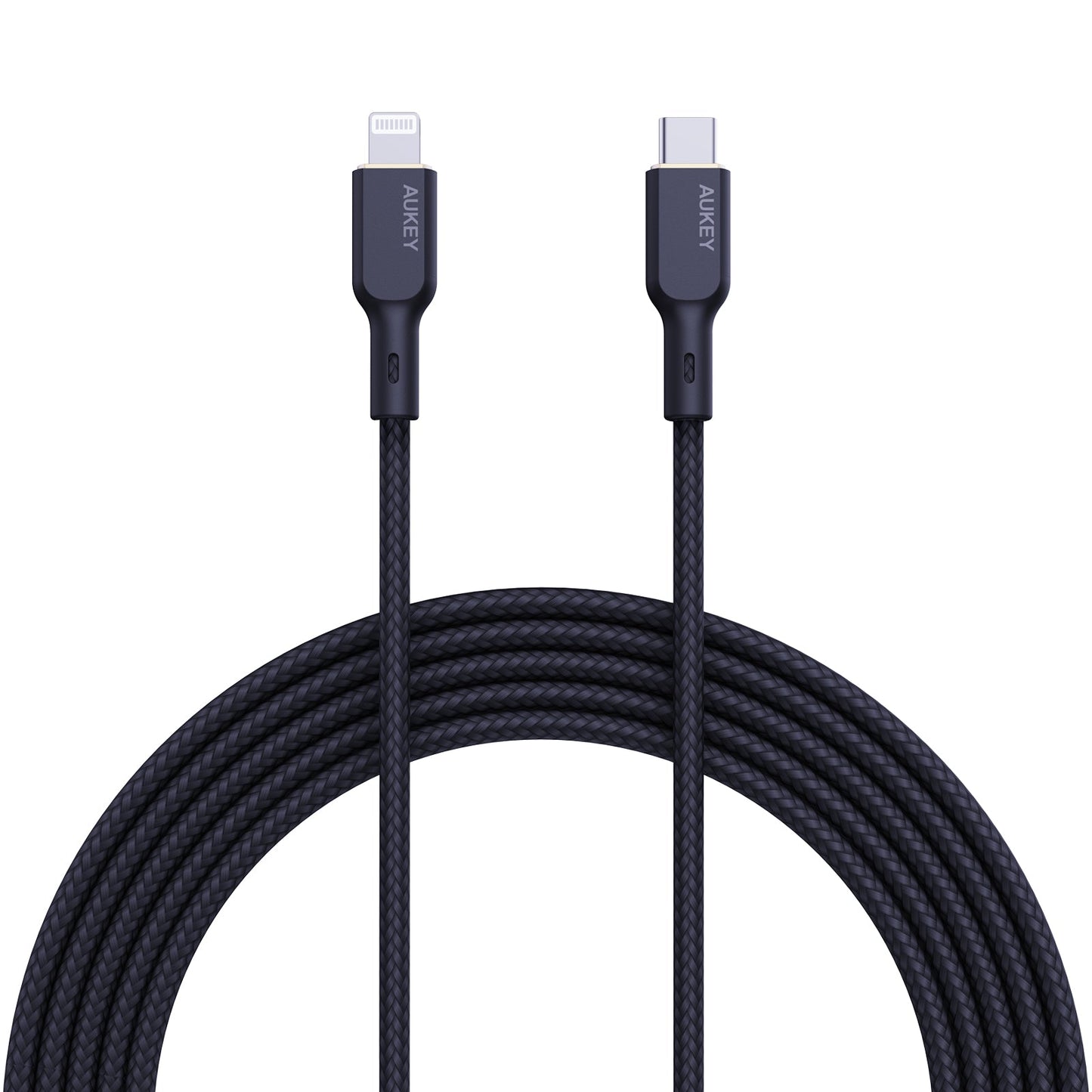 Aukey Braided Nylon Sync and Charge MFI USB Type-C To Lightning Charging Cable (1.8M, NCL2) - Black