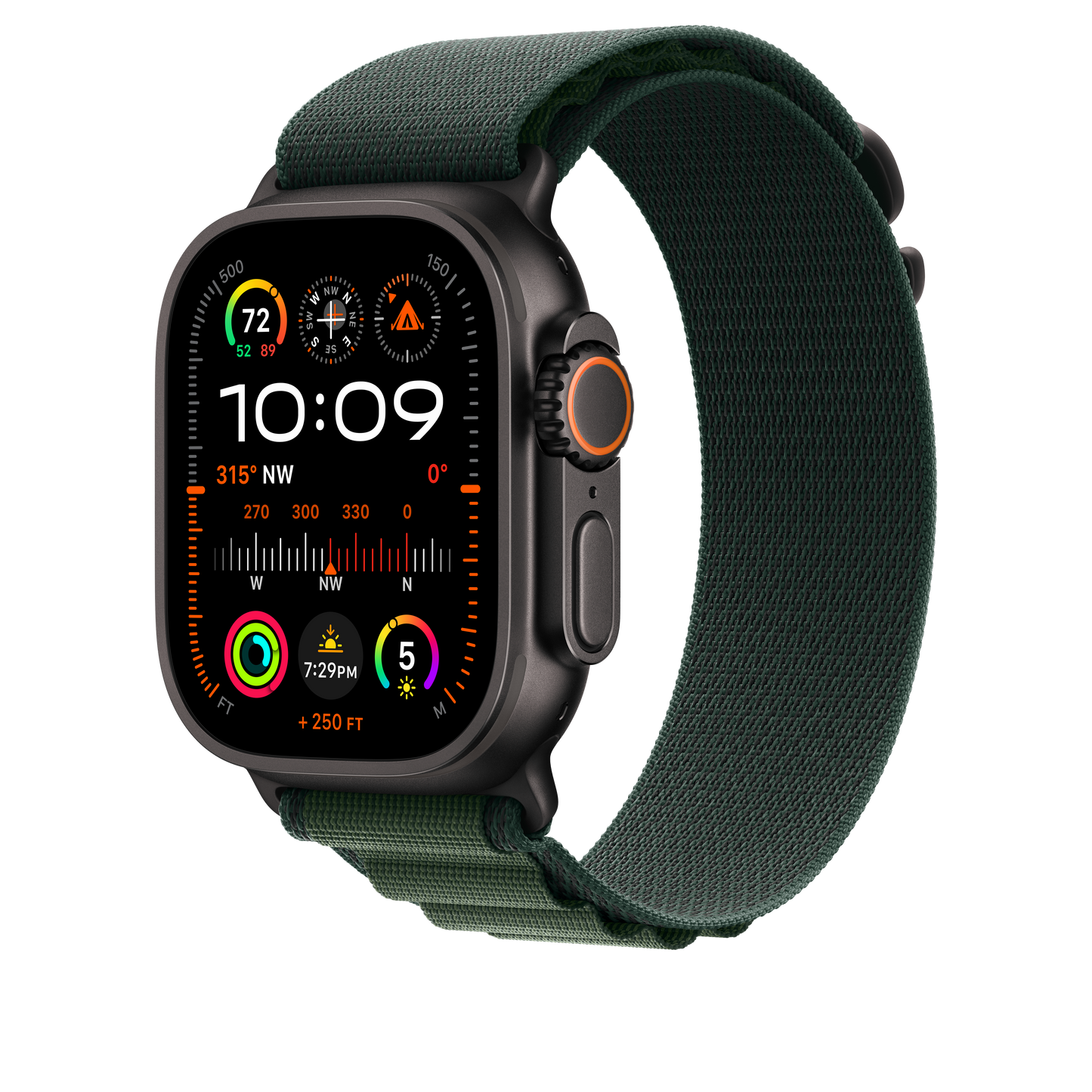 49mm Dark Green Alpine Loop - Small - Black Titanium Finish