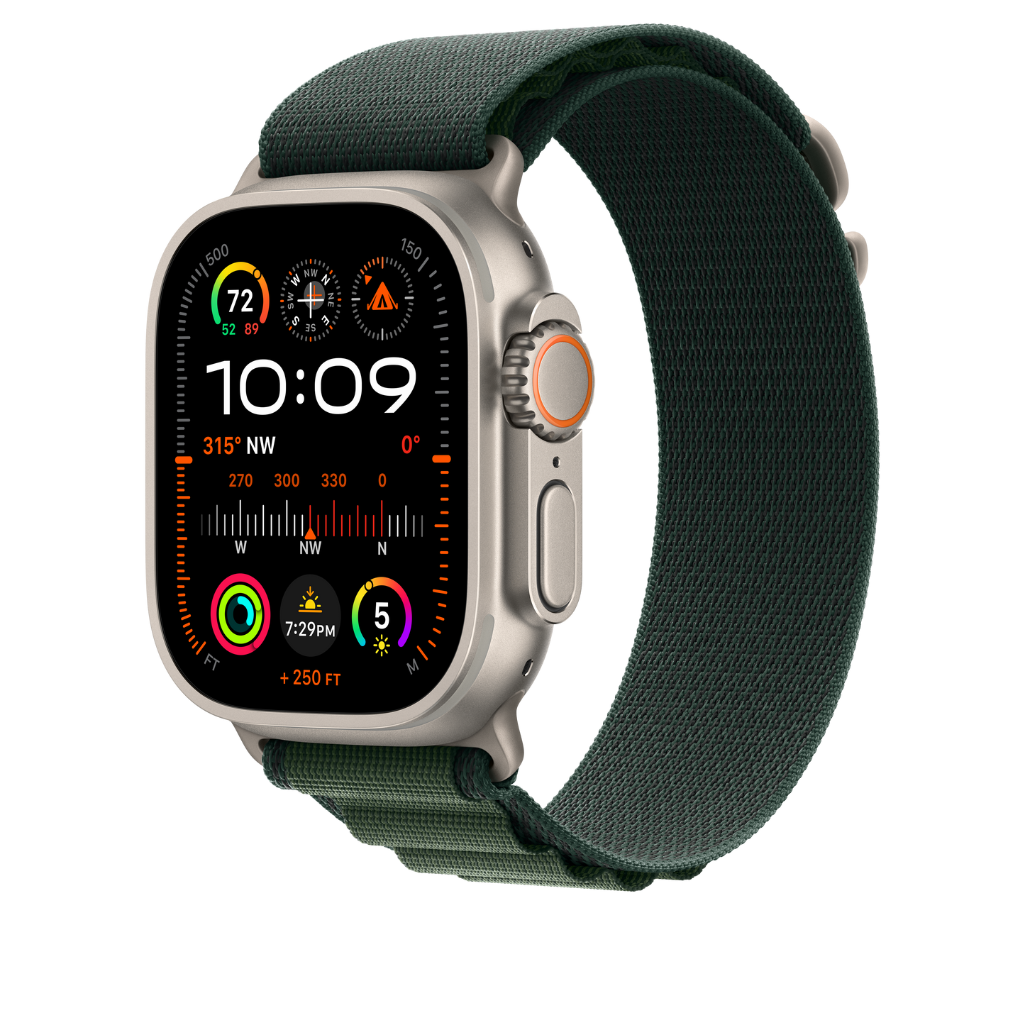 49mm Dark Green Alpine Loop - Small - Natural Titanium Finish