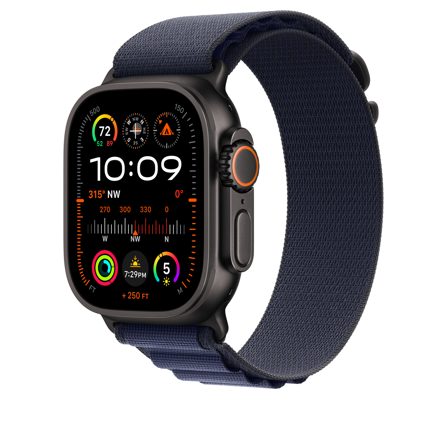 49mm Navy Alpine Loop - Medium - Black Titanium Finish