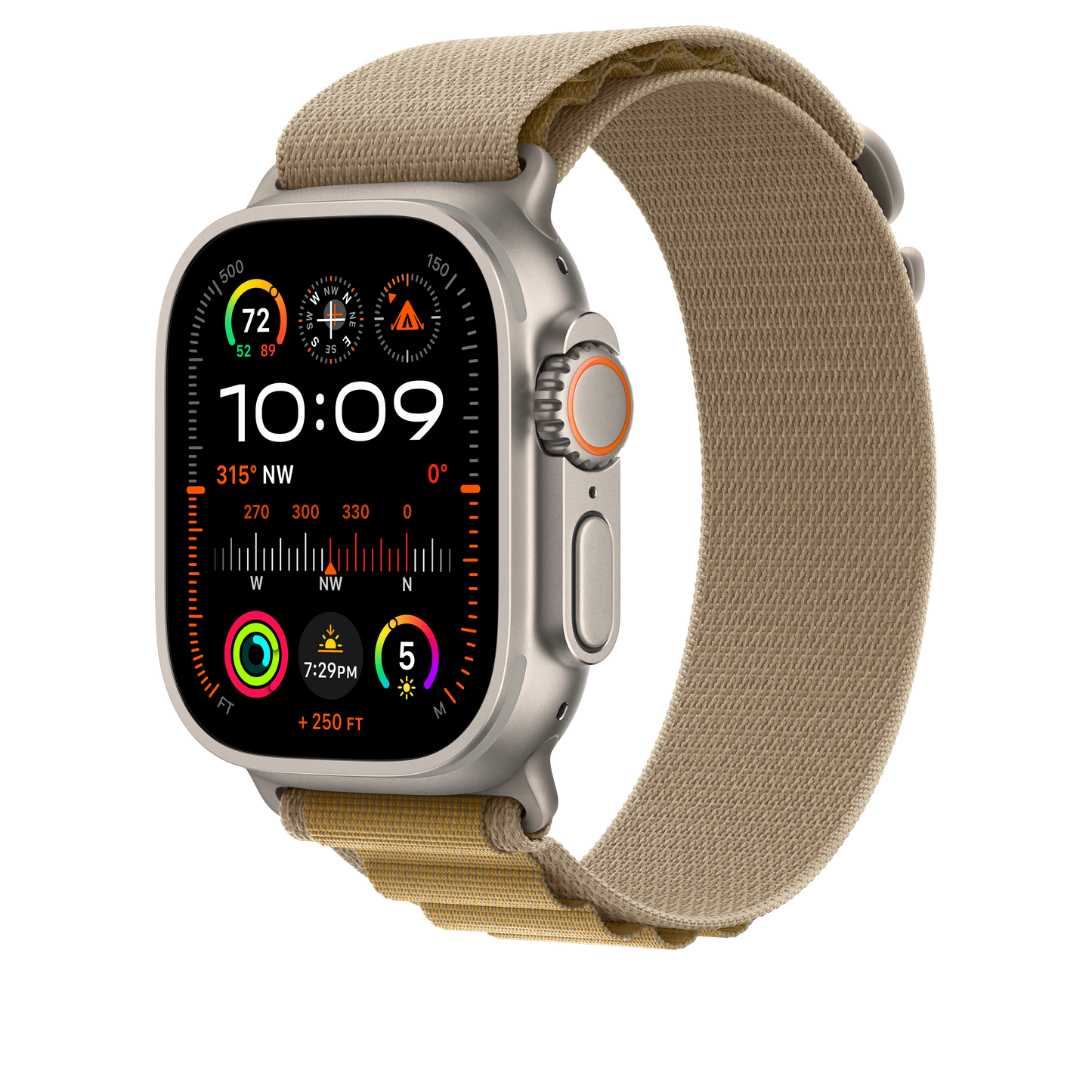 49mm Tan Alpine Loop - Medium - Natural Titanium Finish