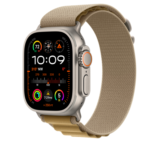 49mm Tan Alpine Loop - Medium - Natural Titanium Finish