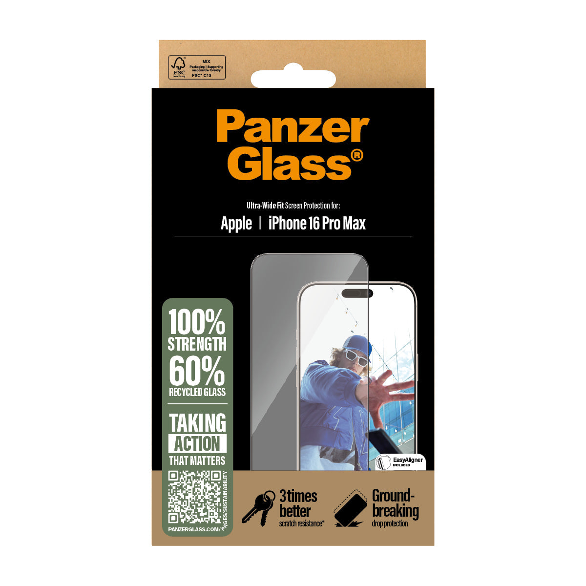 PANZERGLASS - IPHONE 16 PRO MAX - SCREEN PROTECTOR - ULTRA WIDE FIT - CLEAR