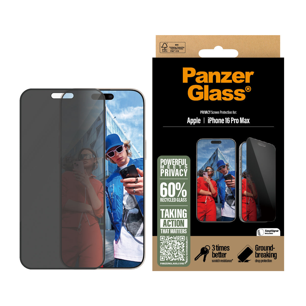 PANZERGLASS - IPHONE 16 PRO MAX - SCREEN PROTECTOR - ULTRA WIDE FIT - PRIVACY
