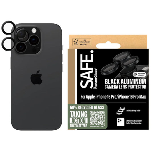 SAFE. by PanzerGlass Camera Lens Protector Black iPhone 16 Pro | 16 Pro Max