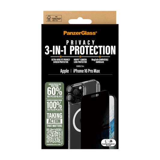 PanzerGlass 3-in-1 Privacy Protection Bundle iPhone 16 Pro Max