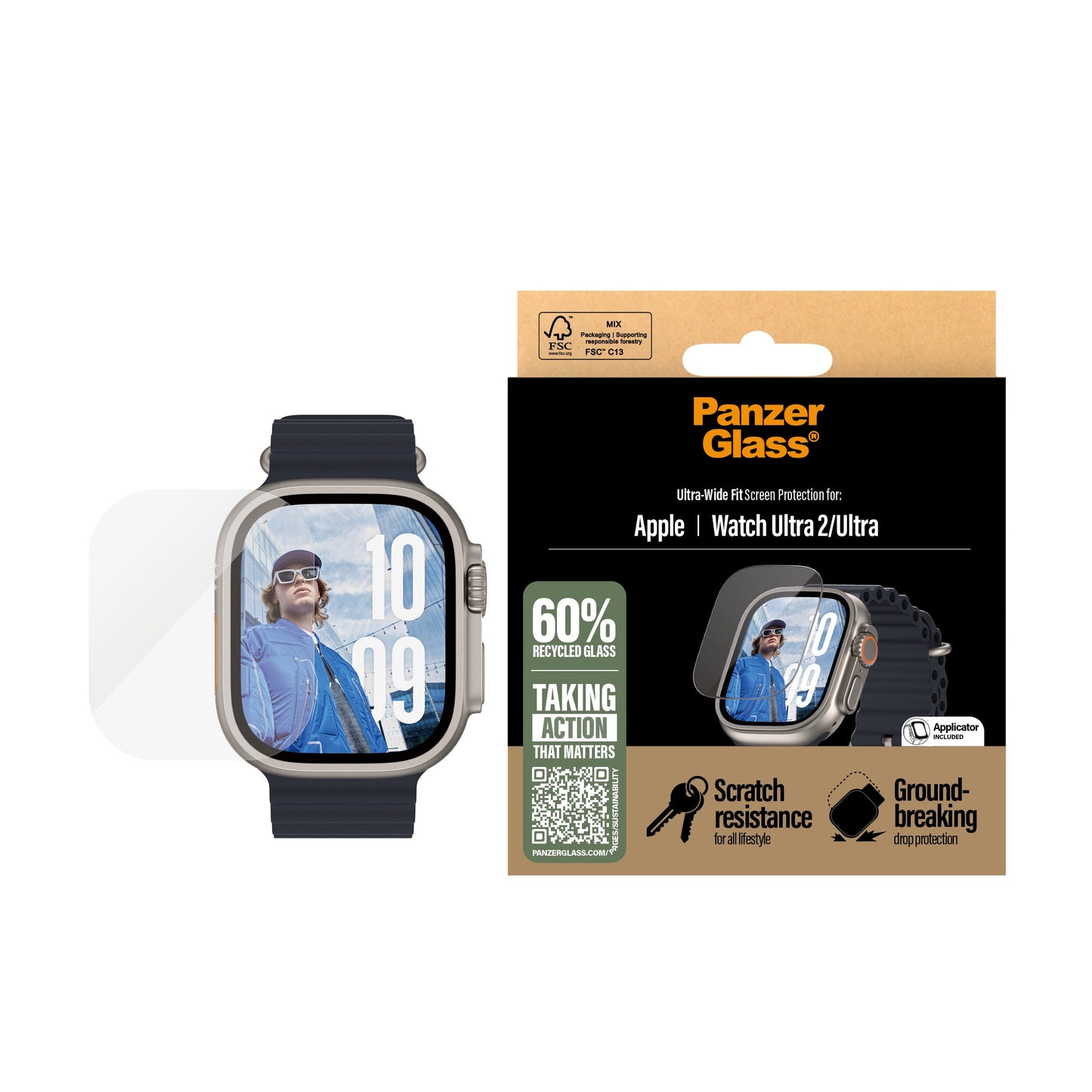 PANZERGLASS - APPLE WATCH ULTRA'24 - SCREEN PROTECTOR - UWF FLAT SCREEN - CLEAR