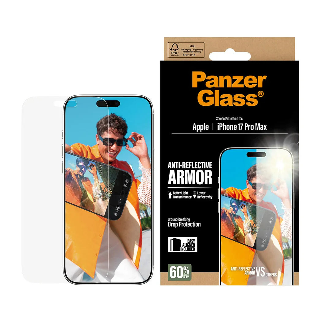 PanzerGlass Anti-Reflective Armor Screen Protector iPhone 17 Pro Max w. EasyAligner