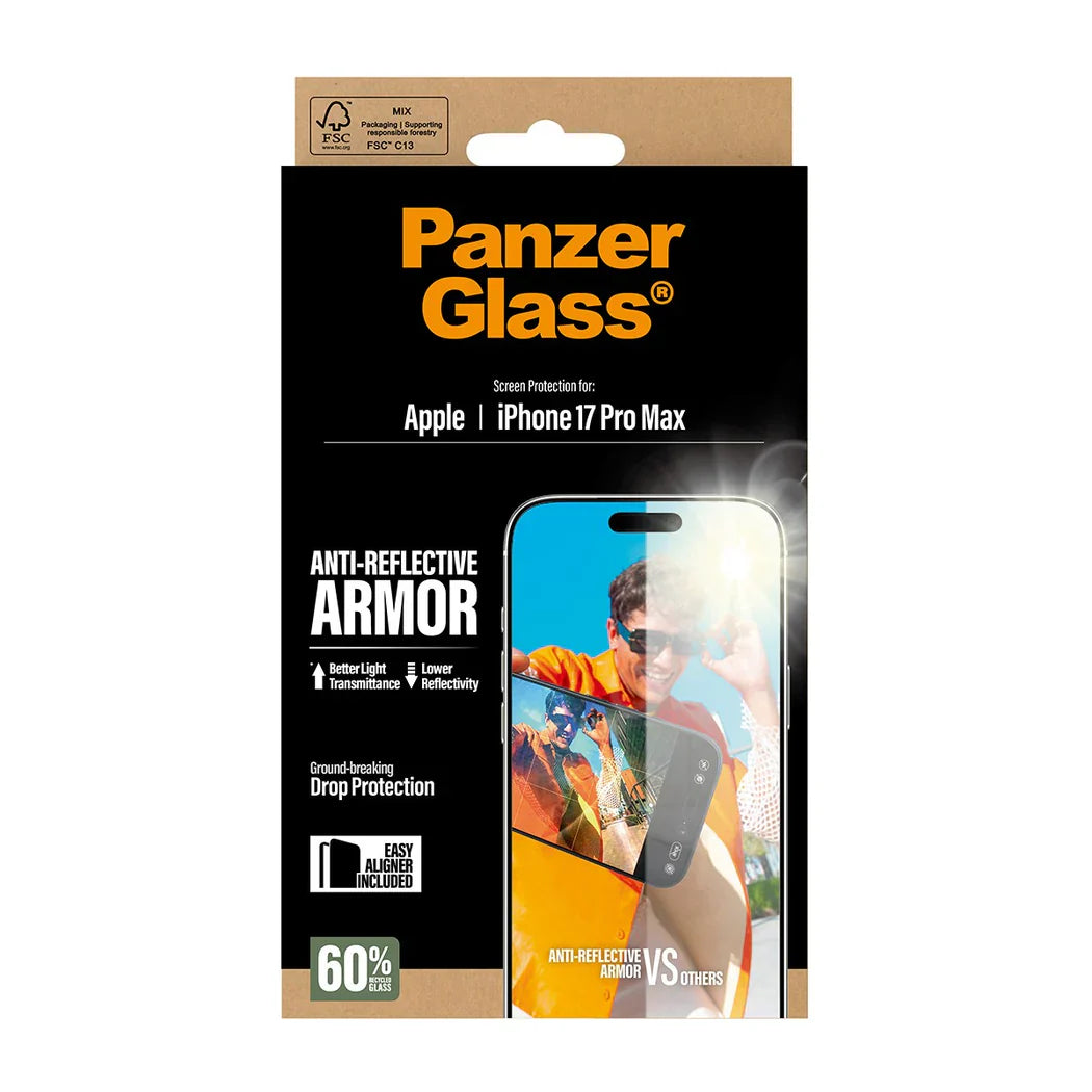 PanzerGlass Anti-Reflective Armor Screen Protector iPhone 17 Pro Max w. EasyAligner