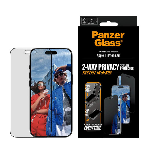 PanzerGlass Privacy Screen Protector iPhone Air | Ultra-Wide Fit w. FASTFIT IN-A-BOX