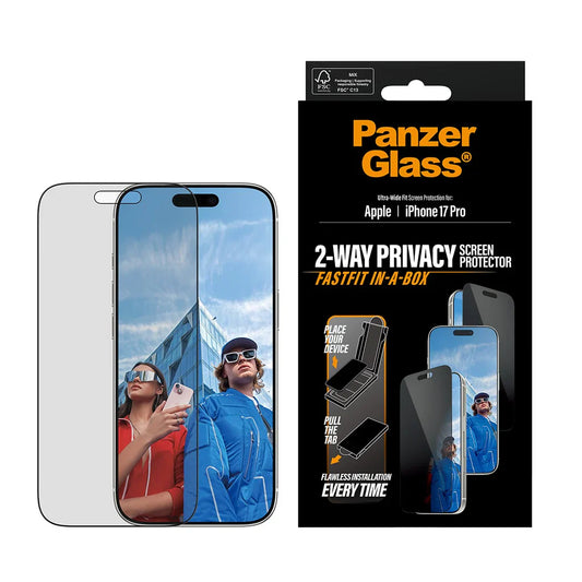 PanzerGlass Privacy Screen Protector iPhone 17 Pro | Ultra-Wide Fit w. FASTFIT IN-A-BOX