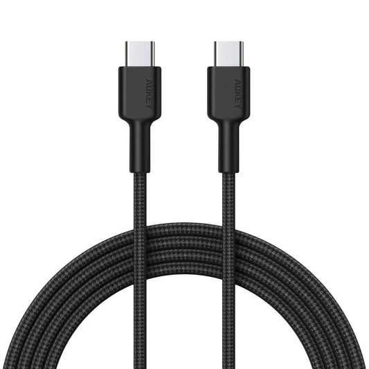 Aukey CD45 PD Nylon Braided USB Type-C To USB Type-C Charging Cable (Black, 0.9M)