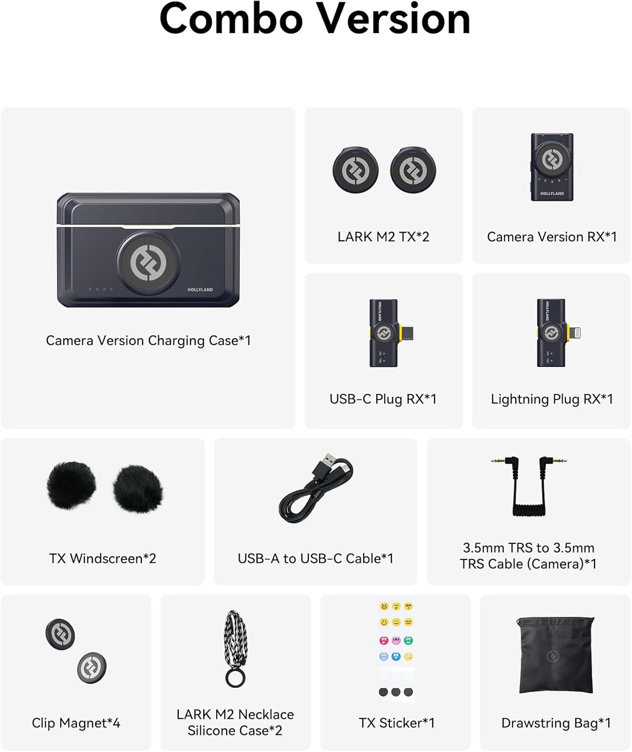 Hollyland LARK M2 Combo All-in-one Button Wireless Lavalier Microphone System