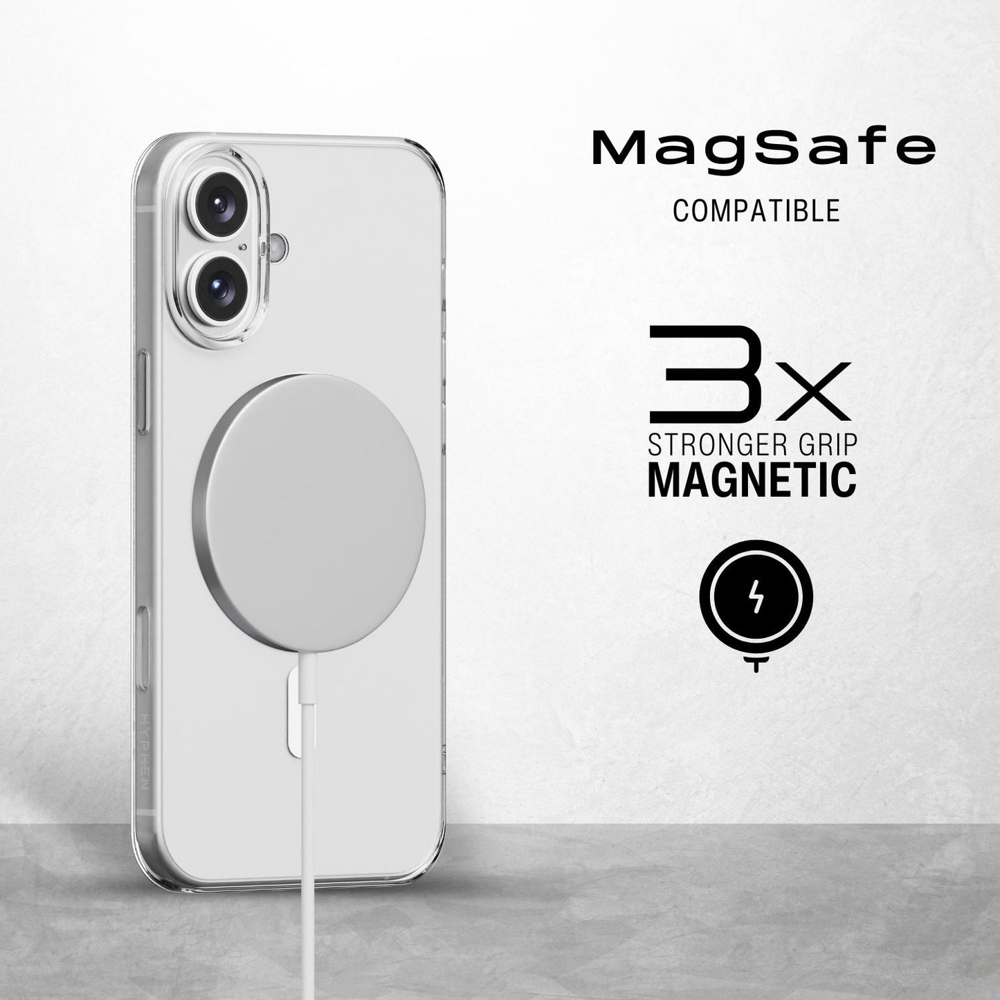 حافظة هاي فن لوكد الكريستالية الشفافة ماغسيف لهاتف آيفون 16، 6.1 بوصة - تقنية مقاومة للاصفرار، شفافة