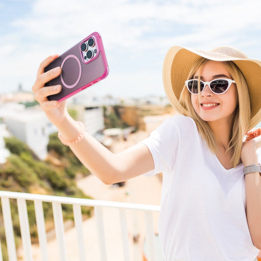 حافظة هاي فن هيوز بامبر ماغسيف باللون الوردي، لهاتف آيفون 16 برو ماكس، 6.9 بوصة