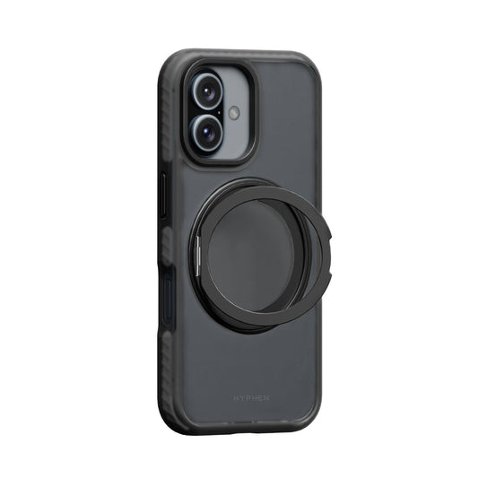 Hyphen Axel Shock-Proof Magsafe Case With Rotating Ring Stand, iPhone 16 Plus, 6.7 With Lanyard Strap, Black