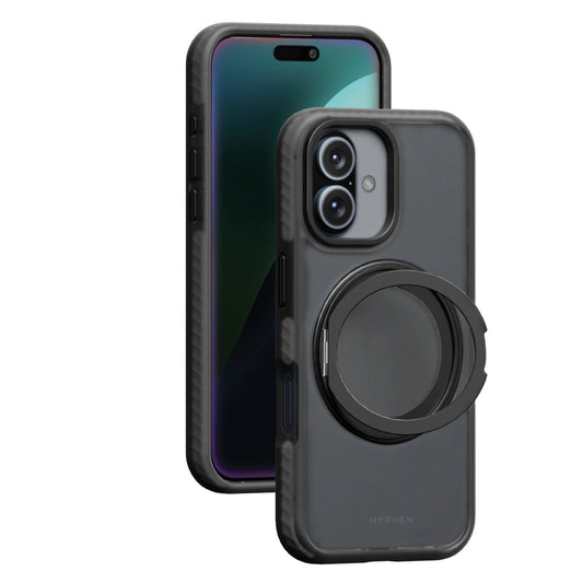 Hyphen Axel Shock-Proof Magsafe Case With Rotating Ring Stand, iPhone 16 Plus, 6.7 With Lanyard Strap, Black