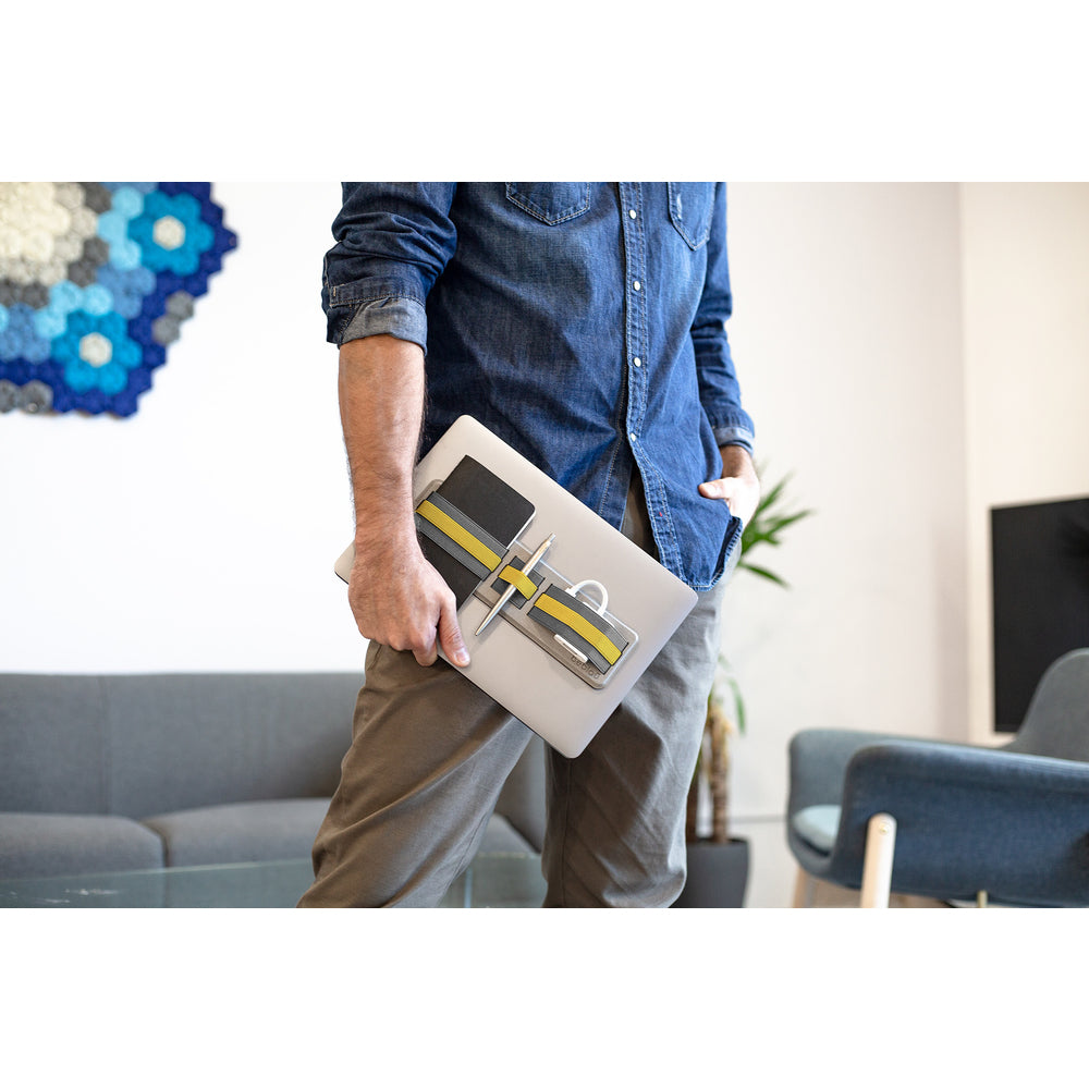 Beblau Shift Portable Laptop Organizer Sticks Anywhere, Ultra-Slim Tech Holder, Yellow