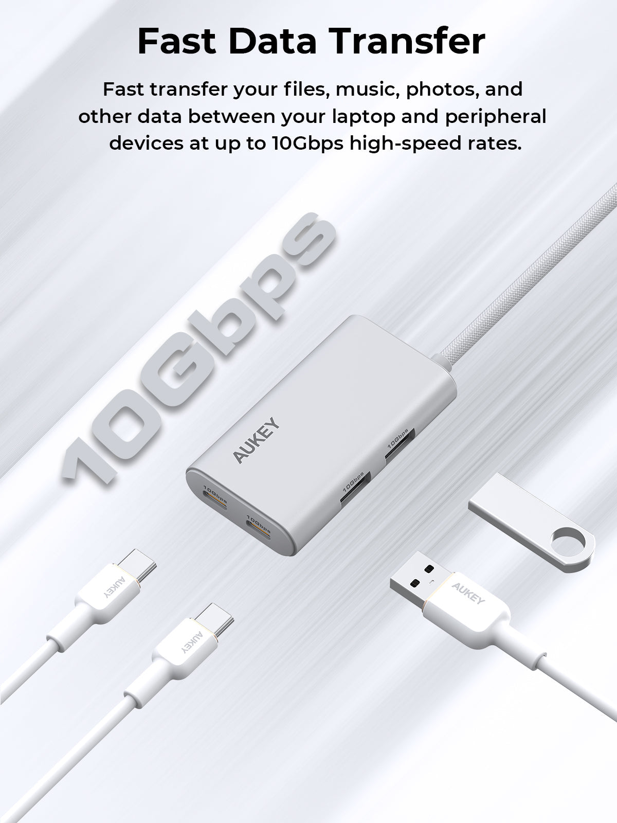 Aukey Office Dok 4 In 1 Usb-C To 4-Port Usb3.0 A Hub Sv