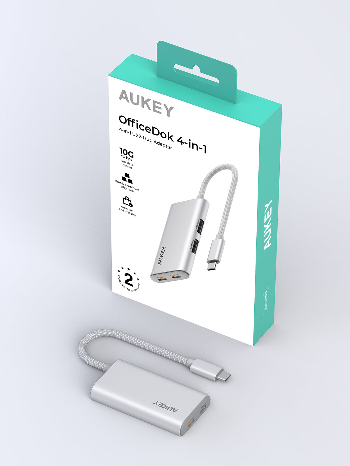 Aukey Office Dok 4 In 1 Usb-C To 4-Port Usb3.0 A Hub Sv
