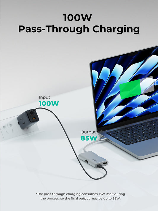 Aukey Travel Dok 3 In 1 Usb-C To 3-Ports Hub Sv